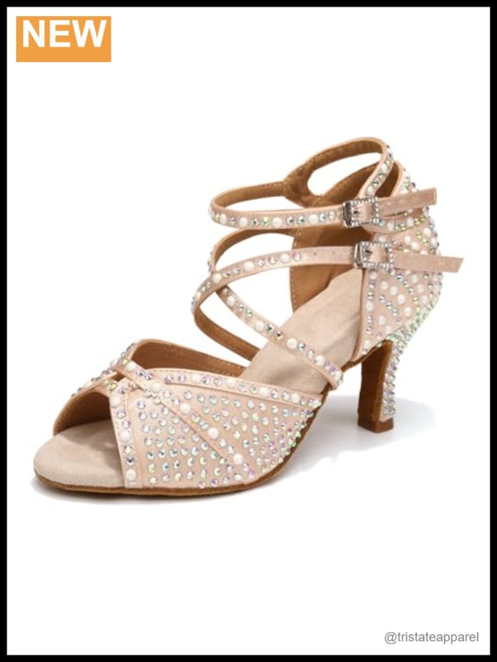 Women's Ballroom Latin Salsa Dance Shoes Satin Rhinestone Heels